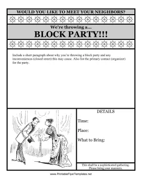 Block Party Flyer Printable Template