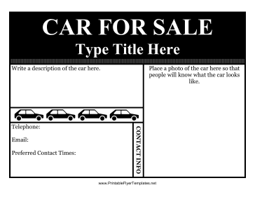 Car For Sale Flyer Printable Template