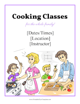 Family Cooking Classes Printable Template