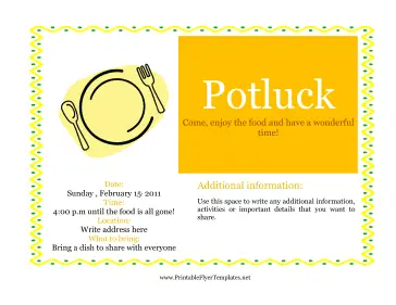 Flyer For Potluck Printable Template