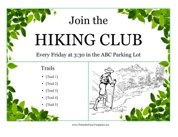 Hiking Club Flyer Printable Template