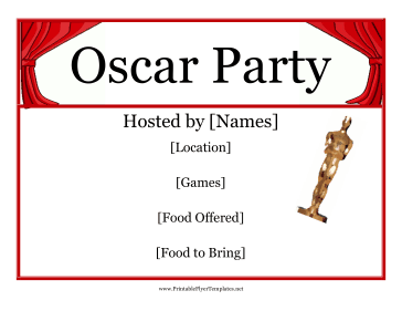 Oscar Night Party Flyer Printable Template