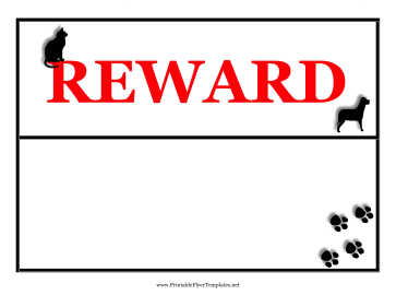 Reward Lost Pet Flyer Printable Template