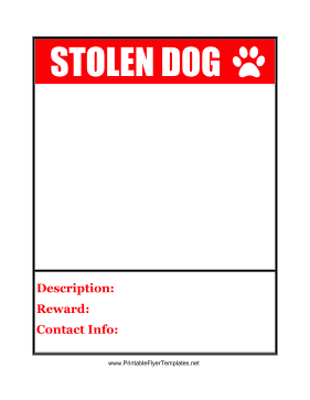 Stolen Dog Printable Template