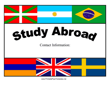 Colorful Study Abroad Flyer Printable Template