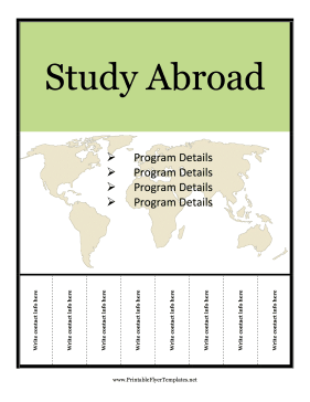 Study Abroad Flyer Printable Template