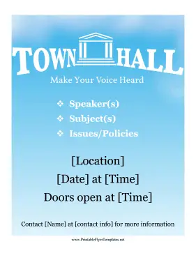 Town Hall Flyer Printable Template