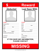 Abducted Person Flyer Reward