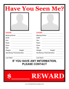 Multiple Missing Persons Flyer Reward