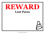 Reward Lost Purse Flyer