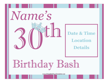 30th Birthday Party Flyer Printable Template