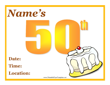 50th Birthday Party Flyer Printable Template