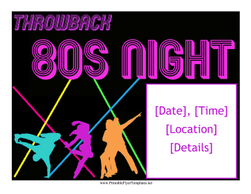 80s Night Flyer Printable Template