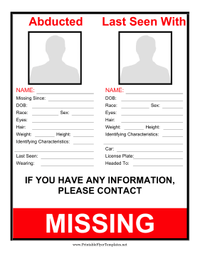 Abducted Person Flyer Printable Template