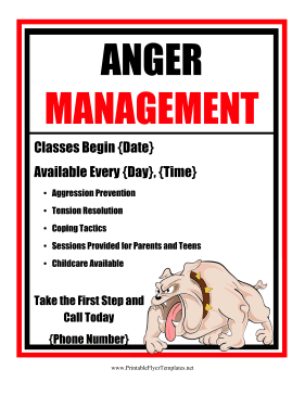 Anger Management Flyer Printable Template
