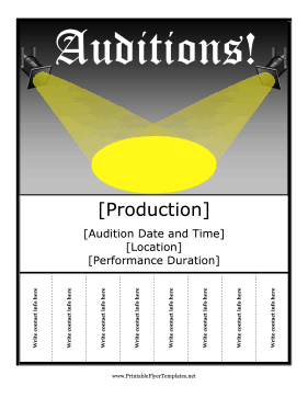 Auditions Flyer Printable Template