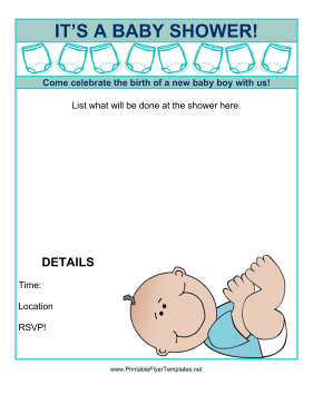 Baby Shower Flyer Boy Printable Template