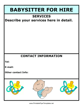 Babysitter Flyer Sample Color Printable Template