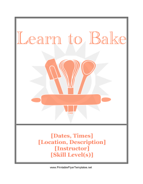 Baking Class Flyer Printable Template