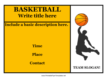 Basketball Flyer Color Printable Template