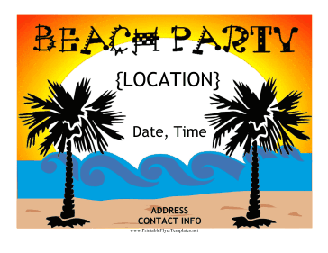 Beach Party Flyer Printable Template