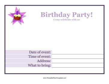 Birthday Party Flyer Printable Template