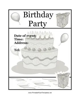 Birthday Party Flyer Cake Printable Template