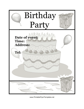 Birthday Party Flyer Cake Printable Template