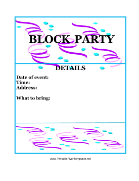 Block Party Flyer Color Printable Template