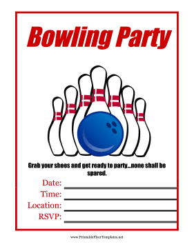 Bowling Party Flyer Printable Template