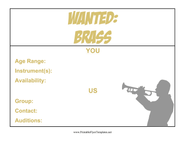 Brass Wanted Flyer Printable Template