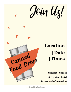 Canned Food Drive Flyer Printable Template