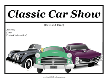 Car Show Flyer Printable Template