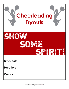 Cheerleading Tryouts Flyer Printable Template