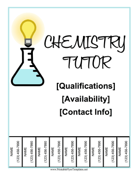 Chemistry Tutor Flyer Printable Template