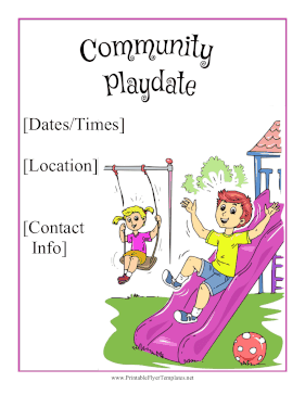 Community Playdate Printable Template