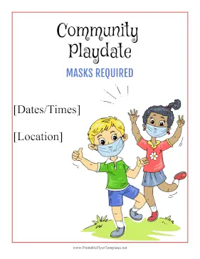 Community Playdate Masks Required Printable Template