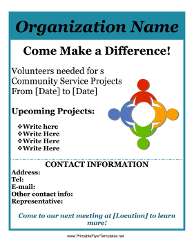 Community Service Flyer Printable Template