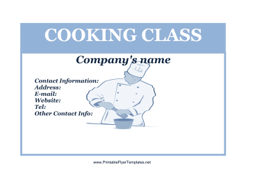 Cooking Class Flyer Printable Template