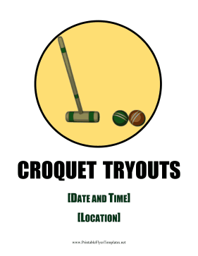 Croquet Tryouts Flyer Printable Template