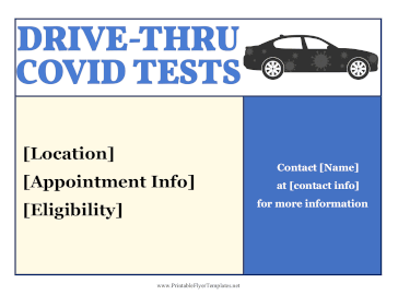 Drive-Thru Covid Tests Printable Template
