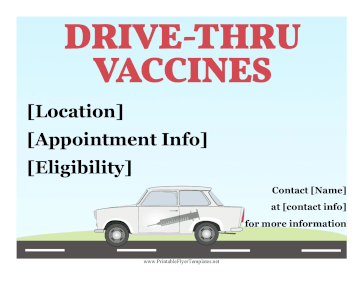 Drive-Thru Vaccines Printable Template