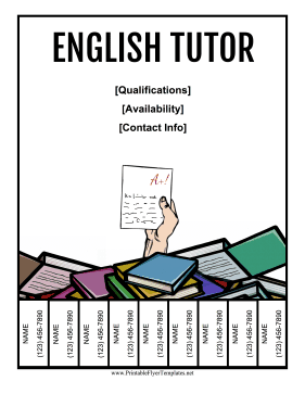 English Tutor Flyer Printable Template