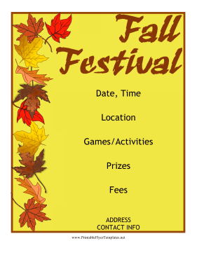 Fall Festival Flyer Printable Template