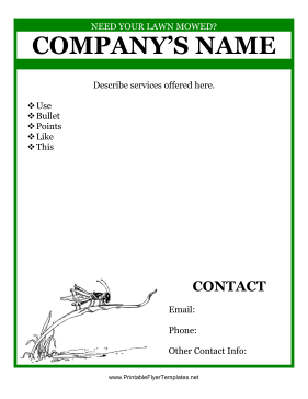 Flyer For Cutting Grass Printable Template