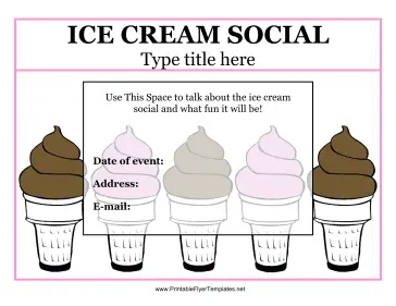 Flyer For Ice Cream Social Printable Template