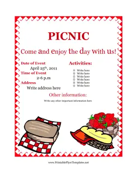 Flyer For Picnic Printable Template