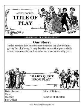 Flyer For Play Printable Template