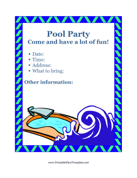Flyer For Pool Party Printable Template