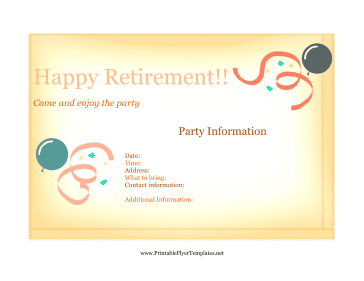 Flyer For Retirement Party Printable Template